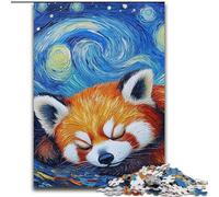 Rompecabezas de 1000 Piezas de Madera con diseño de Panda Rojo y Cielo Estrellado Ideal para Regalar en Navidad o cumpleaños
