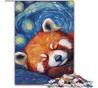 Rompecabezas de 1000 Piezas de Madera con diseño de Panda Rojo y Cielo Estrellado Juego Interactivo Familiar Apto para Mayores de 14 años 50x75cm Juego de ingenio