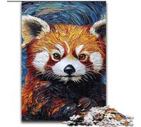 Rompecabezas de 1000 Piezas de Madera con diseño de Panda Rojo y Cielo Nocturno navideño Obra de Arte humorística y Detallada 50x75cm Un Regalo Ideal para Navidad o cumpleaños