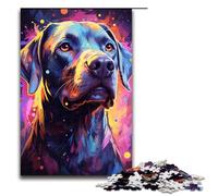Rompecabezas de 1000 Piezas de Madera con diseño de Perro psicodélico Colorido para niños Ideal para interacción Entre Padres e Hijos (75 x 50 cm)