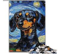 Rompecabezas de 1000 Piezas de Madera con diseño de Perro Salchicha en el Cielo Nocturno, Ideal para el hogar, 50x75cm, Ideal para Adolescentes, Fiestas