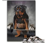 Rompecabezas de 1000 Piezas de Madera con diseño de Rottweiler Lift Shrug Bar Padres,Parejas y Amigos Edad Recomendada: 14+ 50x75cm Una Divertida Actividad para una Noche