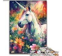 Rompecabezas de 1000 Piezas de Madera con diseño de Unicornio de Acuarela, Ideal para Relajarse, decoración del hogar 1000 Piezas(50x75cm)