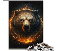 Rompecabezas de 1000 Piezas de Madera con Forma de Cabeza de Oso de Fuego, Ideal para cumpleaños, Fiestas y decoración del hogar 1000 Piezas(50x75cm)