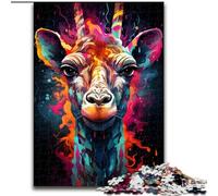 Rompecabezas de 1000 Piezas de Madera con Pintura Colorida de Jirafa,Ideal para decoración del hogar y la Oficina, cumpleaños,Fiesta de cumpleaños de 50x75cm para Hombres