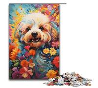 Rompecabezas de 1000 Piezas de Madera con Pintura psicodélica Colorida de un bichón frisé para niños Ideal para interacción Entre Padres e Hijos (38 x 26 cm)
