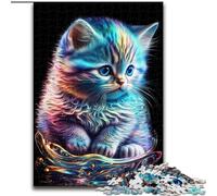 Rompecabezas de 1000 Piezas de Madera con un Adorable Gatito nebuloso navideño Obra de Arte humorística 50x75cm Ideal para cumpleaños, Navidad, Halloween