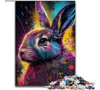 Rompecabezas de 1000 Piezas de Madera con un Conejo Colorido y Adorable Decoración hogar o la Oficina Regalo ideal50x75cm Decoración artística DIY Regalo de cumpleaños