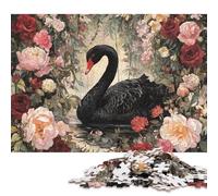 Rompecabezas de 1000 Piezas de Madera con un Elegante Cisne Entre Flores, Ideal para Adultos, 1000 Piezas (75 x 50 cm)