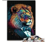 Rompecabezas de 1000 Piezas de Madera con un león Colorido y Gafas Decoración hogar o la Oficina Regalo ideal50x75cm Decoración artística DIY Regalo de cumpleaños