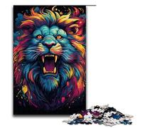 Rompecabezas de 1000 Piezas de Madera con un león Mago psicodélico Colorido Juegos educativos decoración del hogar (tamaño 75 x 50 cm)