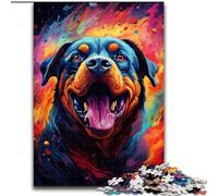 Rompecabezas de 1000 Piezas de Madera con un Lindo Rottweiler, Ideal para Principiantes, Ideal para cumpleaños y Regalos Festivos, 50x75cm, para Adultos y familias, Ideal para Decorar el hogar