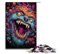 Rompecabezas de 1000 Piezas de Madera con un Monstruo psicodélico Colorido para niños Ideal para interacción Entre Padres e Hijos (tamaño 75 x 50 cm)