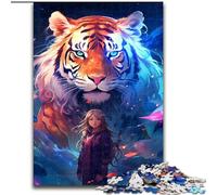 Rompecabezas de 1000 Piezas de Madera con un Tigre de Colores, Juego Interactivo Familiar, Apto para Mayores de 14 años, 50x75cm, Ideal para Adolescentes, Fiestas