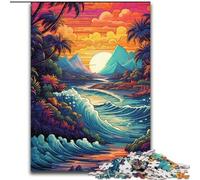Rompecabezas de 1000 Piezas de Madera con una Hermosa Playa Divertida Actividad para Hacer en casa Manualidad Familiar de 50x75cm cumpleaños y Vacaciones