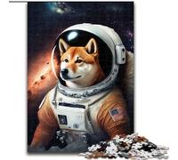 Rompecabezas de 1000 Piezas de Madera de Astronauta Shiba Inu, Padres, Parejas y Amigos Edades 14+ 50x75cm Una Divertida Actividad para una Noche de Juegos en Familia