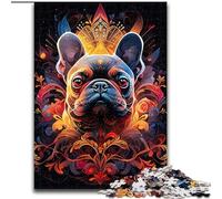 Rompecabezas de 1000 Piezas de Madera de Bulldog francés de Colores, Divertido Juego de ingenio para Adolescentes, 50x75cm