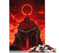 Rompecabezas de 1000 Piezas de Madera de Caballero Rojo bajo la Luna de Sangre, Juguetes educativos, 1000 Piezas (75 x 50 cm)