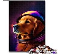 Rompecabezas de 1000 Piezas de Madera de Golden Retriever Espacial, Idea decoración del hogar 50x75cm para Adolescentes y familias, decoración desafío Mental
