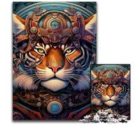 Rompecabezas de 1000 Piezas de Madera de Guerrero Tigre para Adultos, desafiante Rompecabezas de Bricolaje, Juego Familiar Perfecto o Regalo Decorativo, 50x75cm/19,68x29,52 Pulgadas