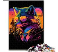 Rompecabezas de 1000 Piezas de Madera de Red Fox Hitman Gangster, Ideal para decoración del hogar y la Oficina, cumpleaños de 50x75cm, Fiesta de cumpleaños para Hombres y Mujeres