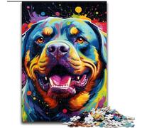 Rompecabezas de 1000 Piezas de Madera de Rottweiler, Ideal para decoración del hogar y la Oficina, Fiestas, cumpleaños y Regalos navideños (tamaño 50x75cm)