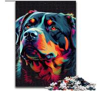 Rompecabezas de 1000 Piezas de Madera de Rottweiler, Perro Colorido, Divertido para el hogar, 50x75cm, decoración DIY, desafía el Cerebro