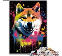 Rompecabezas de 1000 Piezas de Madera de Shiba Inu, Colorido Juego Familiar Interactivo, Apto para Mayores de 14 años, 50x75cm, Juego de ingenio para Adolescentes, Fiestas