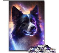 Rompecabezas de 1000 Piezas de Madera de un Border Collie Colorido, Idea decoración del hogar 50x75cm para Adolescentes y familias, decoración desafío para el Cerebro