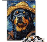 Rompecabezas de 1000 Piezas de Madera de Van Gogh Rottweiler, cumpleaños para Padres, Parejas y Amigos a Partir de 14 años, 50x75cm, un desafiante Juego de ingenio