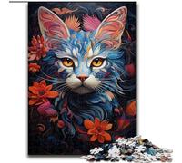 Rompecabezas de 1000 Piezas de Madera Gato Entre Flores, Ideal para Regalar en Navidad, con un Toque humorístico y Detalles de 50x75cm Un Regalo Ideal para Navidad o cumpleaños