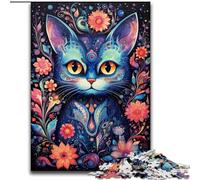 Rompecabezas de 1000 Piezas de Madera para Adultos con diseño de Gato, Padres,Parejas y Amigos Mayores de 14 años,50x75cm,Ideal para cumpleaños,Vacaciones,Navidad y Halloween