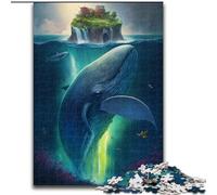 Rompecabezas de 1000 Piezas de Madera para Adultos, diseño de Ballena Azul Colorida, Ideal como decoración o Regalo de cumpleaños, 50x75cm, Ideal para Juegos interactivos Familiares