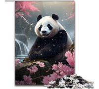 Rompecabezas de 1000 Piezas de Madera para Adultos, diseño de Flor de Cerezo y Panda Juego Familiar Interactivo, decoración del hogar, Regalo desafiante y acertijo 1000 Piezas(50x75cm)