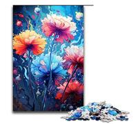 Rompecabezas de 1000 Piezas de Madera psicodélica Colorida de claveles para niños Ideal para la interacción Entre Padres e Hijos 75 x 50 cm.