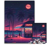 Rompecabezas de 1000 Piezas de Madera Soledad de neón Rosa, Ideal para Fiestas, cumpleaños y Noches de Juegos en Familia 50x75cm (19,68x29,52 Pulgadas)