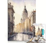 Rompecabezas de 1000 Piezas de Madrid Capital de España Juguete Educativo Carrera de Velocidad Manual con Piezas de Formas aleatorias Que encajan Perfectamente 38x26cm