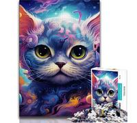 Rompecabezas de 1000 Piezas de Magic Art Cat para Adolescentes Diversión Familiar Toda la Familia (38x26cm)