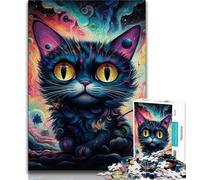 Rompecabezas de 1000 Piezas de Magic Art Cat para Adultos y Adolescentes, Juguetes educativos, Juegos antiestrés, Ideal para Decorar el Escritorio (38x26cm)