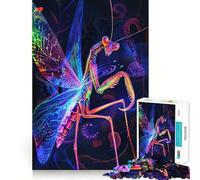 Rompecabezas de 1000 Piezas de Mantis Religiosa Neón para Adultos, Juguete de lógica, vínculo Familiar, Borde Premium, Sorpresa cálida (50x75cm)