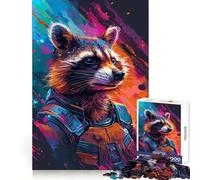 Rompecabezas de 1000 Piezas de Mapache Astronauta Espacial para Adultos y Adolescentes Juguete de lógica sólida, Divertido y silencioso Corte de precisión Selección de Deseos de Papá Noel (38x52cm)