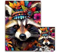 Rompecabezas de 1000 Piezas de Mapache con Flores para Adultos, Ideal para Decorar el hogar, Regalo, Juego de ingenio, 50x75cm/19,68x29,52 Pulgadas.