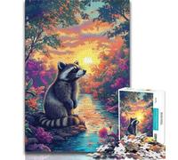 Rompecabezas de 1000 Piezas de Mapache del Bosque Ejercita tu Cerebro Juguetes adictivos para Cultivar la Paciencia Juego de desafío único 75x50cm