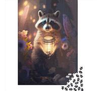 Rompecabezas de 1000 Piezas de Mapache mágico, Rompecabezas creativos Cuadrados para Adultos y Rompecabezas de Madera, Juego desafiante, 1000 Piezas (38 x 26 cm)