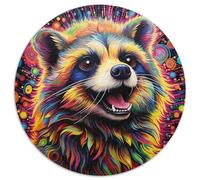 Rompecabezas de 1000 Piezas de Mapache psicodélico. Desarrolla la coordinación Ojo-Mano cumpleaños (67,5 x 67,5 cm).