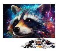 Rompecabezas de 1000 Piezas de Mapache psicodélico para Adultos, de cartón, para decoración del hogar, Entrenamiento Mental y Regalos navideños, 26x38cm/10,23x14,96 Pulgadas.
