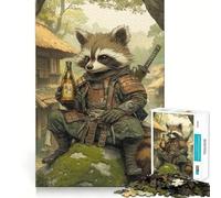 Rompecabezas de 1000 Piezas de Mapache Samurai para Adolescentes Mejora la Memoria, Relajación Suave, Corte Premium, Sorpresa de cumpleaños (38x52cm)