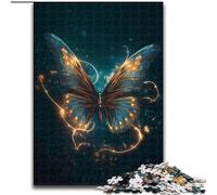 Rompecabezas de 1000 Piezas de Mariposas iluminadas de Madera, Idea decoración para el hogar DIY de 50x75cm para Adolescentes y familias, decoración DIY desafío Mental