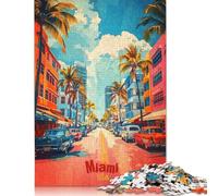 Rompecabezas de 1000 Piezas de Miami Art Poster, Rompecabezas de dificultad Alta, Juego Educativo, Juguete, (75 x 50 cm)