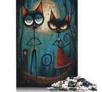 Rompecabezas de 1000 Piezas de Midnight Whiskers Steampunk Cat Duo para Adultos, 14 años o más, 1000 Piezas (75 x 50 cm)